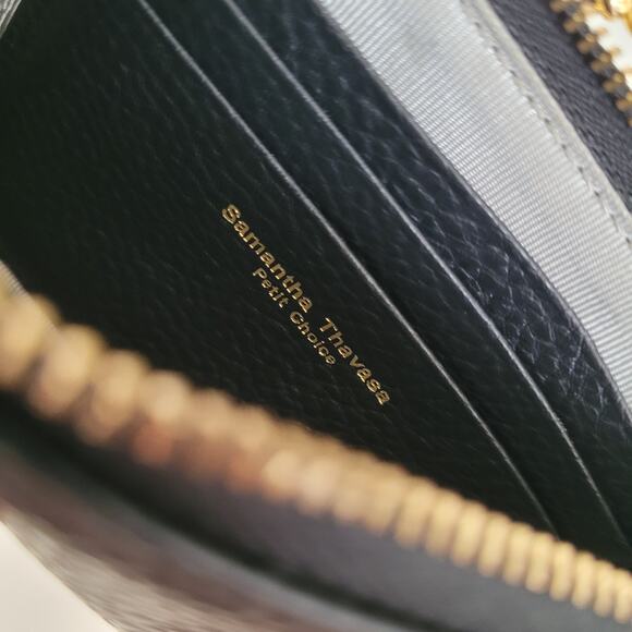 Samantha Thavasa Zip Kisslock Geniue Pebble Leather Wallet Black Boho Quality - Picture 6 of 11